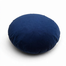 Rund pude - M�rk bl� velour
