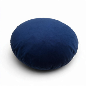 Rund pude - M�rk bl� velour