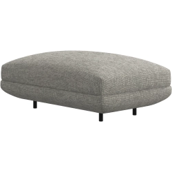 Hjrnesoga + 2 stk puffer - Lys gr / Hvid stof