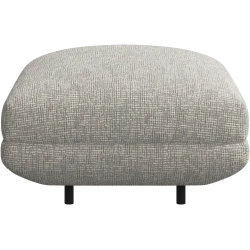 Hjrnesoga + 2 stk puffer - Lys gr / Hvid stof