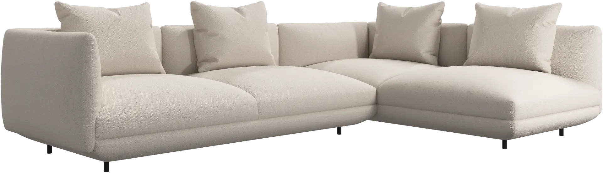 Hj�rnesofa + puf - Hvidt stof