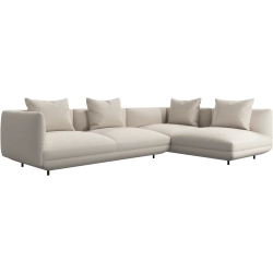 Hj�rnesofa + puf - Hvidt stof