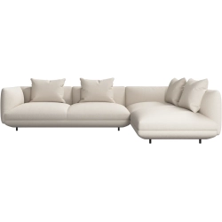 Hjrnesofa + puf - Hvid stof