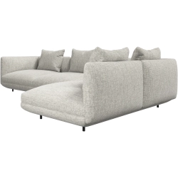 Hjrnesoga + 2 stk puffer - Lys gr / Hvid stof