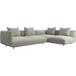 Hjrnesoga + 2 stk puffer - Lys gr / Hvid stof