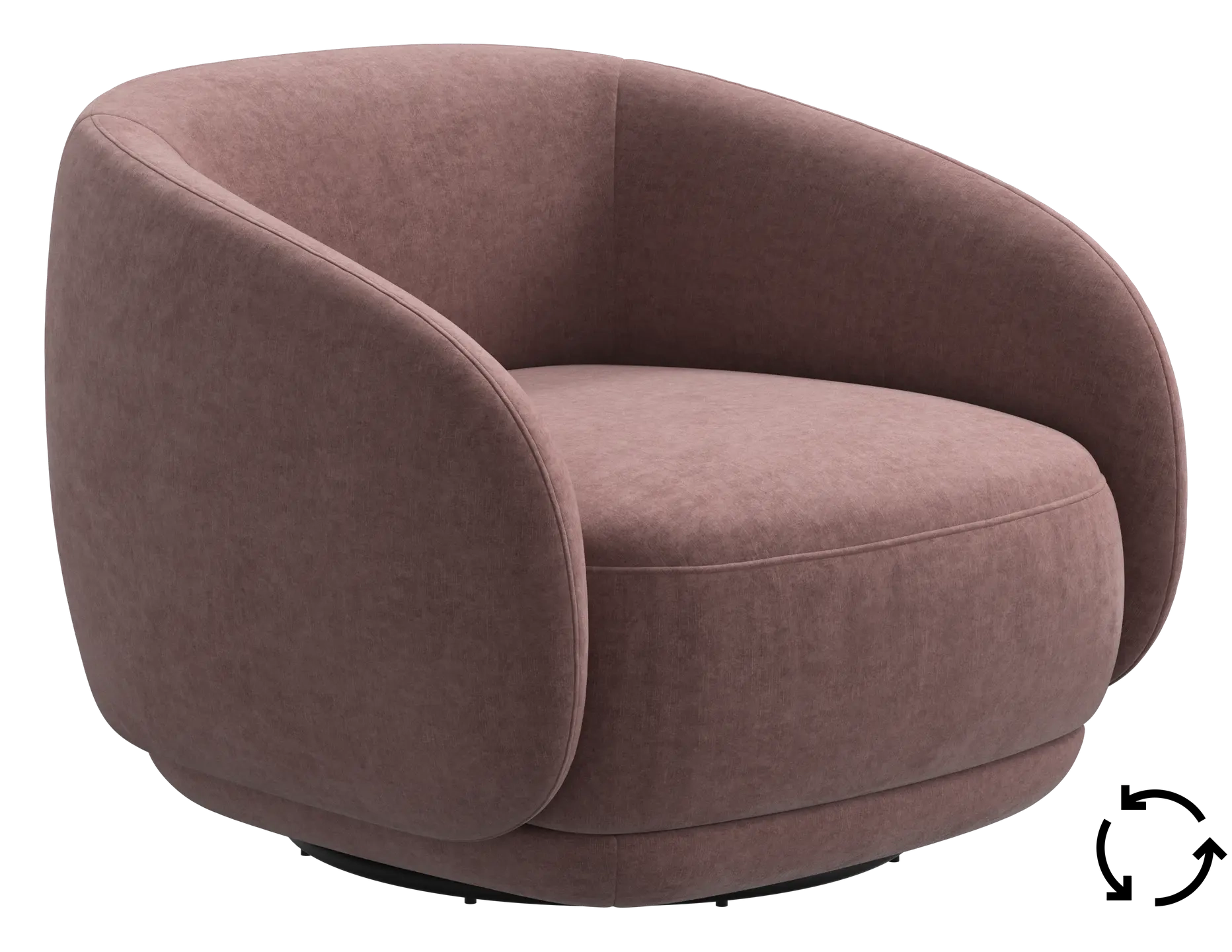 Lnestol med drejefunktion - Rosa velour