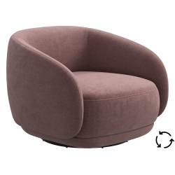 Lnestol med drejefunktion - Rosa velour