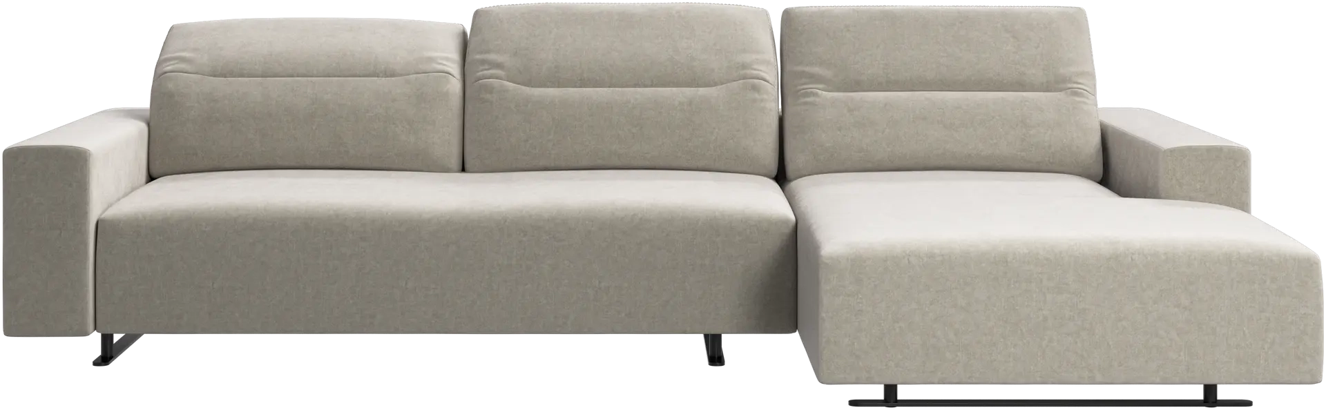 Sofa med chaiselong - Beige / hvid velour