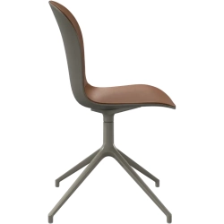 4 stk. Spisestole - Gr� skal / brun l�der