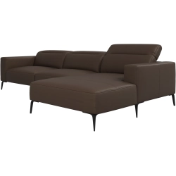 Sofa med chaiselong - Brun lder