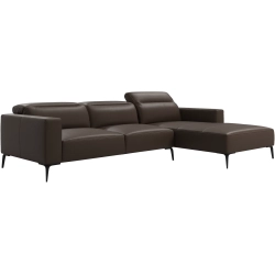 Sofa med chaiselong - Brun lder