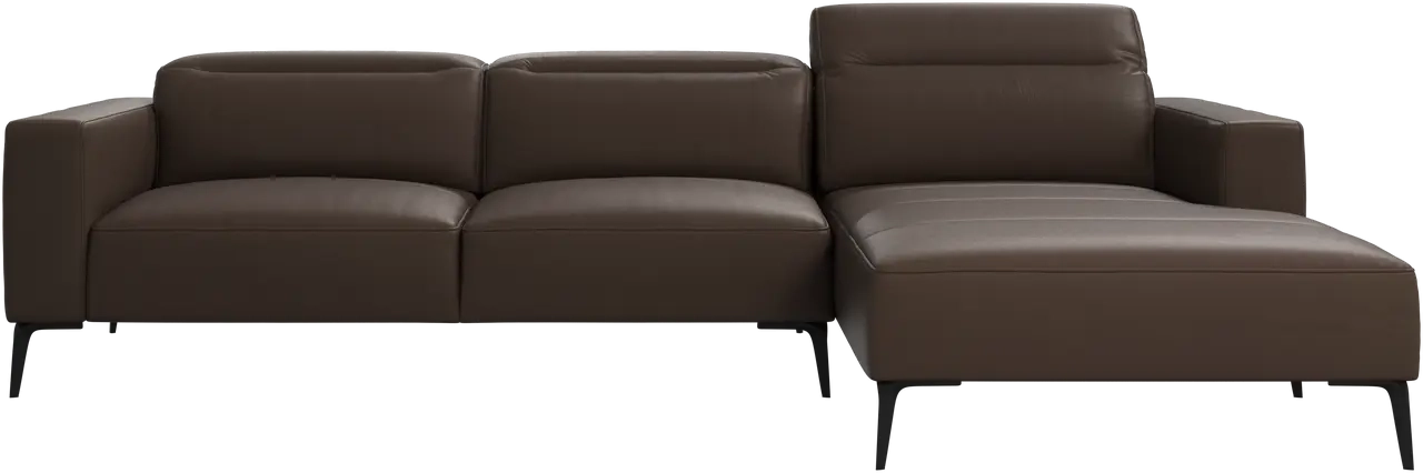 Sofa med chaiselong - Brun lder