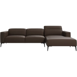 Sofa med chaiselong - Brun lder