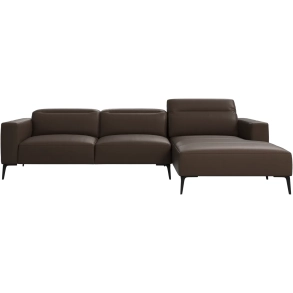 Sofa med chaiselong - Brun lder