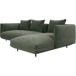 2p Sofa med chaiselong - Gr�n stof
