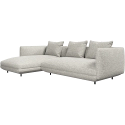 Sofa med chaiselong - Lys gr� stof