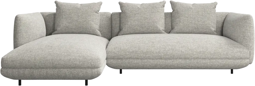 Sofa med chaiselong - Lys gr� stof