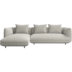 Sofa med chaiselong - Lys gr� stof