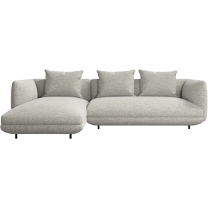 Sofa med chaiselong - Lys gr� stof