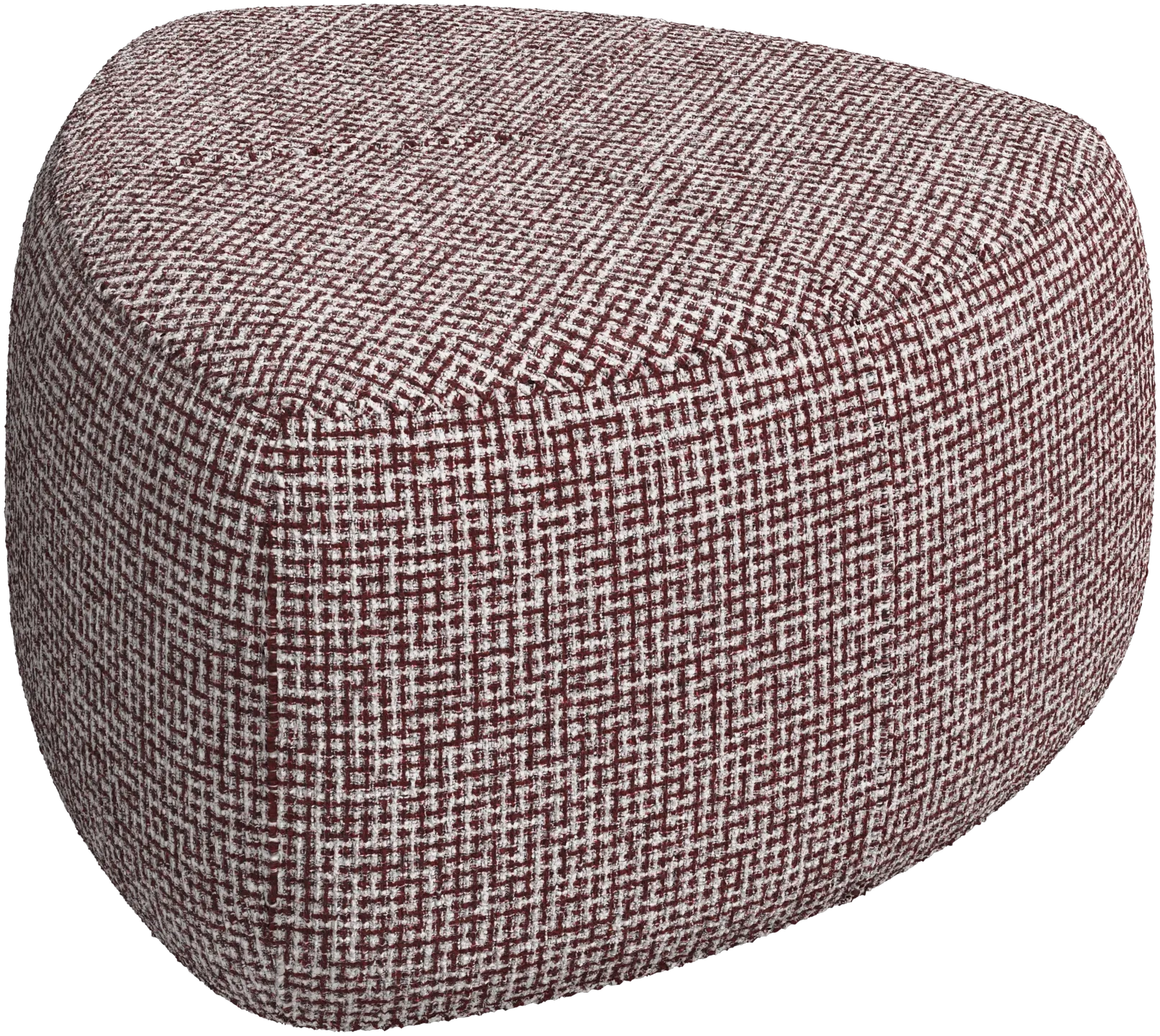 Puf - Rd / Hvid stof