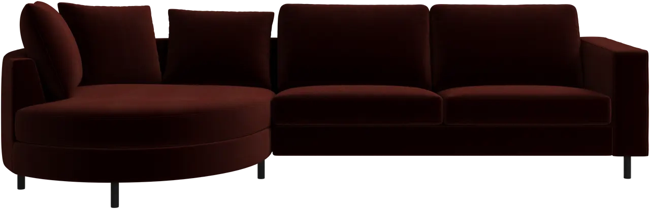 Sofa med chaiselong - Rd velour