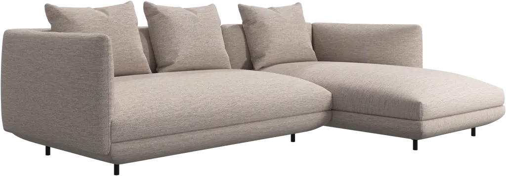 2p. Sofa med chaiselong - Beige stof