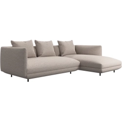 2p. Sofa med chaiselong - Beige stof
