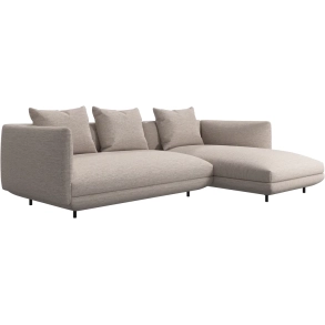2p. Sofa med chaiselong - Beige stof