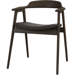 6 stk. Spisestole - M�rk eg / m�rk brun l�der