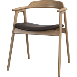 6 stk. Spisestole - Massiv eg / brun l�der