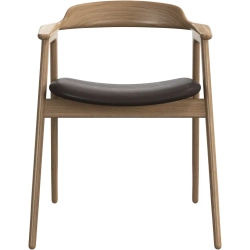 6 stk. Spisestole - Massiv eg / brun l�der