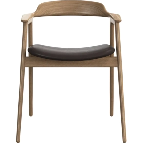 6 stk. Spisestole - Massiv eg / brun l�der