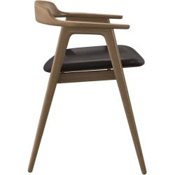 6 stk. Spisestole - Massiv eg / brun l�der