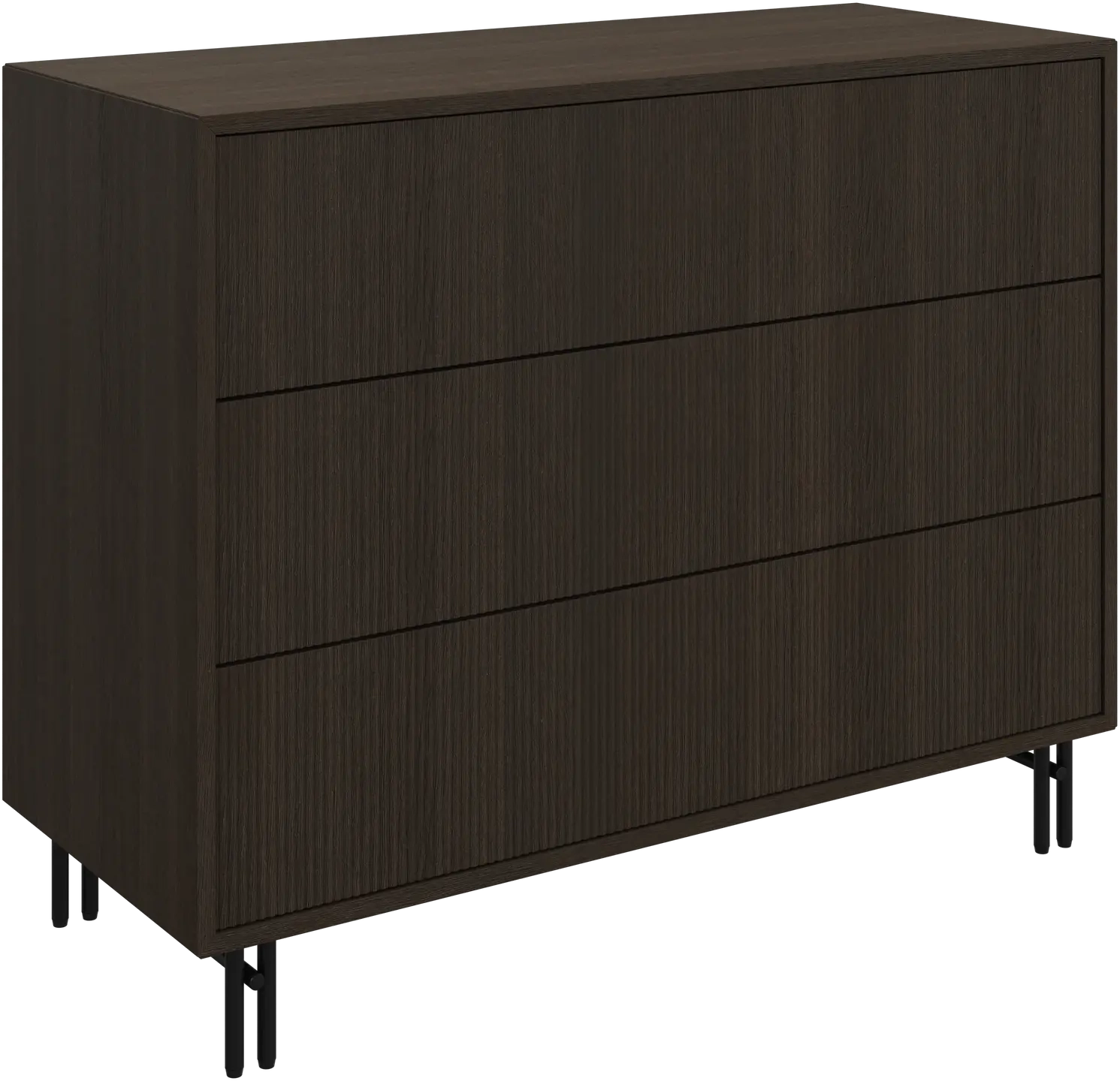 Kommode med 3 skuffer i m�rk eg