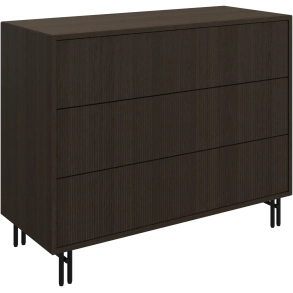 Kommode med 3 skuffer i m�rk eg