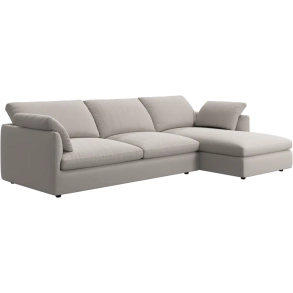 Sofa med chaiselong - Beige stof