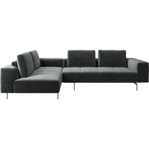 Hjrnesofa - Stvet grn velour