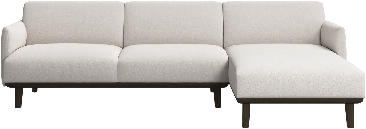 2 P sofa med chaiselong i hvidt stof