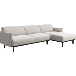 2 P sofa med chaiselong i hvidt stof