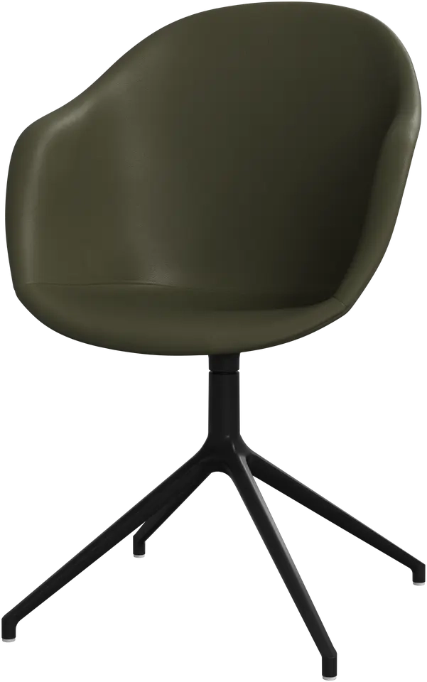 6 stk. Spisestole i Oliven gr�nt l�der og sort drejestel