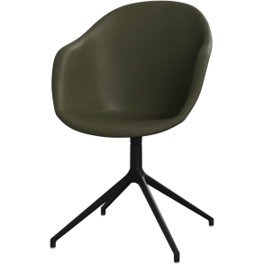 6 stk. Spisestole i Oliven gr�nt l�der og sort drejestel