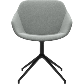 6 stk. spisestole i lys gr� stof og sort drejestel