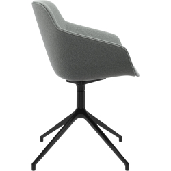 6 stk. spisestole i lys gr� stof og sort drejestel