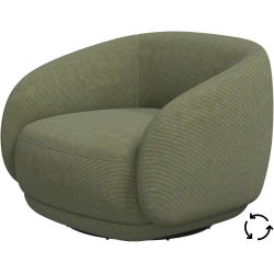 L�nestol i gr�nt stof med. drejefunktion