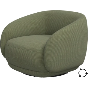 L�nestol i gr�nt stof med. drejefunktion
