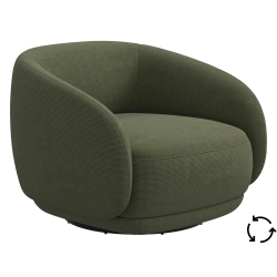 L�nestol i gr�nt stof med. drejefunktion