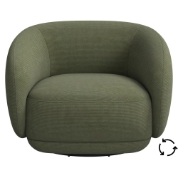 L�nestol i gr�nt stof med. drejefunktion