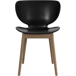 6 spisestole i sort plast og med lys eg tr�ben