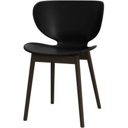 6 stk. Spisestol i sort plast og m�rk eg tr�ben