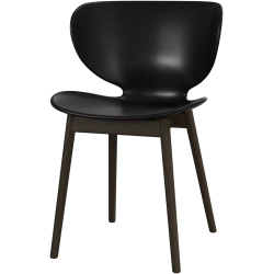 6 stk. Spisestol i sort plast og m�rk eg tr�ben